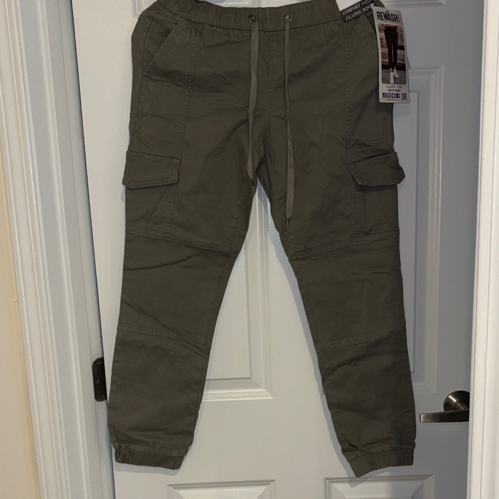 Y2K Olive Green Cargo Pants Streetwear Baggy Utility NWT